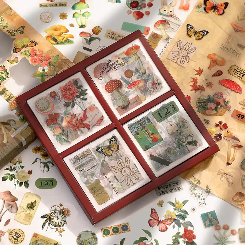 Vintage Nature Sticker Set-100 Pieces